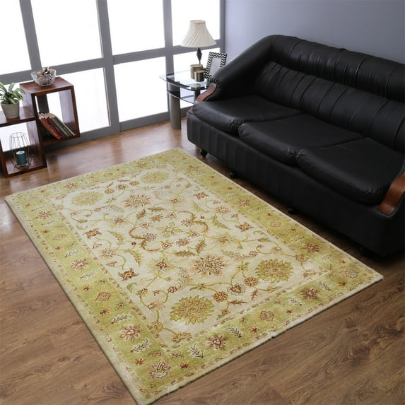 Rugsotic Carpets Hand Tufted Wool Eco-Friendly Area Rugs - 8'x11', Rectangle, Green Beige, Modern Contemporary Design, High Pile Handmade Anti Skid Rugs for Living Room, Bed Room (K00106)