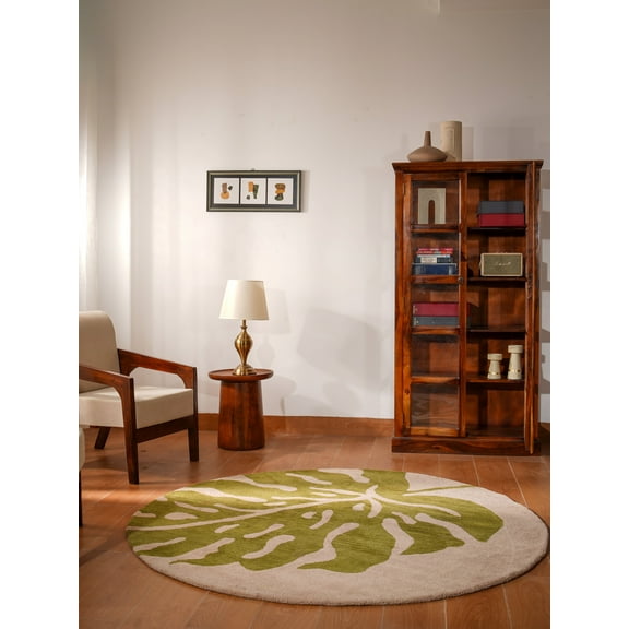 Rugsotic Carpets Hand Tufted Wool Eco-Friendly Area Rugs - 8'x8', Round, Beige Green, Modern Contemporary Design, High Pile Handmade Anti Skid Rugs for Living Room, Bed Room (K00716)