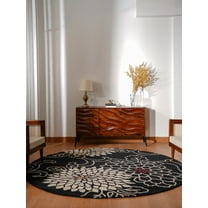 Rugsotic Carpets Hand Tufted Wool Eco-Friendly Area Rugs - 8'x8', Round, Black, Modern Contemporary Design, High Pile Handmade Anti Skid Rugs for Living Room, Bed Room (K00664)