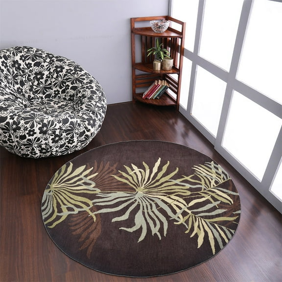 Rugsotic Carpets Hand Tufted Wool Eco-Friendly Area Rugs - 8'x8', Round, Brown, Modern Contemporary Design, High Pile Handmade Anti Skid Rugs for Living Room, Bed Room (K00666)