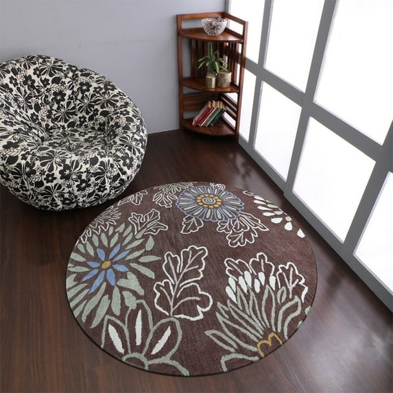 Rugsotic Carpets Hand Tufted Wool Eco-Friendly Area Rugs - 8'x8', Round, Brown, Modern Contemporary Design, High Pile Handmade Anti Skid Rugs for Living Room, Bed Room (K0A730)