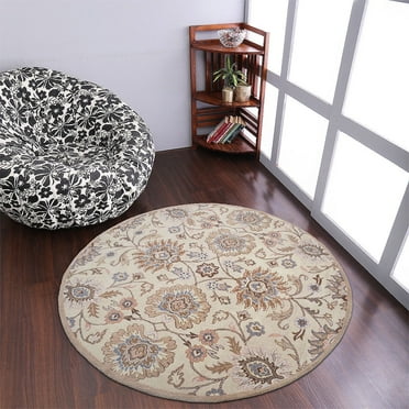 Rugsotic Carpets Hand Tufted Wool Eco-Friendly Area Rugs - 8'x8', Round, Cream, Modern Contemporary Design, High Pile Handmade Anti Skid Rugs for Living Room, Bed Room (K00714)