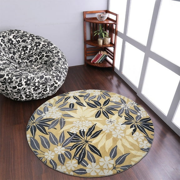 Rugsotic Carpets Hand Tufted Wool Eco-Friendly Area Rugs - 8'x8', Round, Gold, Modern Contemporary Design, High Pile Handmade Anti Skid Rugs for Living Room, Bed Room (K00651)
