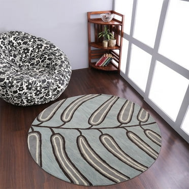 Rugsotic Carpets Hand Tufted Wool Eco-Friendly Area Rugs - 8'x8', Round, Light Blue, Modern Contemporary Design, High Pile Handmade Anti Skid Rugs for Living Room, Bed Room (K00735)