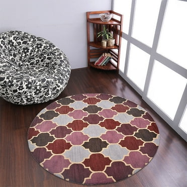 Rugsotic Carpets Hand Tufted Wool Eco-Friendly Area Rugs - 8'x8', Round, Multicolor, Modern Contemporary Design, High Pile Handmade Anti Skid Rugs for Living Room, Bed Room (K08614)