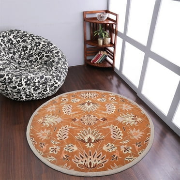 Rugsotic Carpets Hand Tufted Wool Eco-Friendly Area Rugs - 8'x8', Round, Orange, Modern Contemporary Design, High Pile Handmade Anti Skid Rugs for Living Room, Bed Room (K00268)