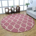 thumbnail image 1 of Rugsotic Carpets Hand Tufted Wool Eco-Friendly Area Rugs - 8'x8', Round, Pink Beige, Modern Contemporary Design, High Pile Handmade Anti Skid Rugs for Living Room, Bed Room (K01004), 1 of 10
