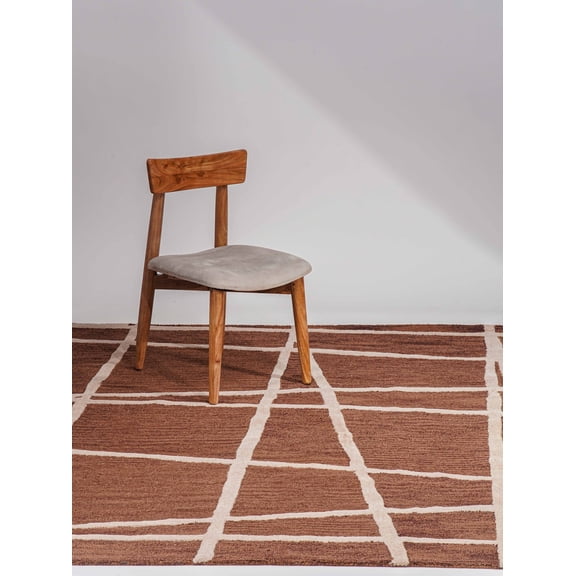 Rugsotic Carpets Hand Tufted Wool Eco-Friendly 8'x8' Area Rugs Square Brown Contemporary Modern High Pile Thick Handmade Anti Skid Indoor Rug for Living Room, Bedroom K02001
