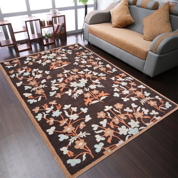 Rugsotic Carpets Hand Tufted Wool Eco-Friendly Area Rugs - 9'x12', Rectangle, Brown, Modern Contemporary Design, High Pile Handmade Anti Skid Rugs for Living Room, Bed Room (K00228)