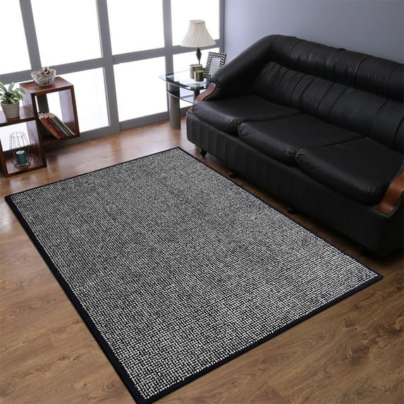 Rugsotic Carpets Hand Tufted Wool Eco-Friendly Area Rugs - 9'x12', Rectangle, Cream Black, Modern Contemporary Design, High Pile Handmade Anti Skid Rugs for Living Room, Bed Room (K03051)
