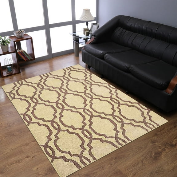 Rugsotic Carpets Hand Tufted Wool Eco-Friendly Area Rugs - 9'x12',Rectangle, Light Gold Brown, Modern Contemporary Design, High Pile Handmade Anti Skid Rugs for Living Room, Bed Room K09014