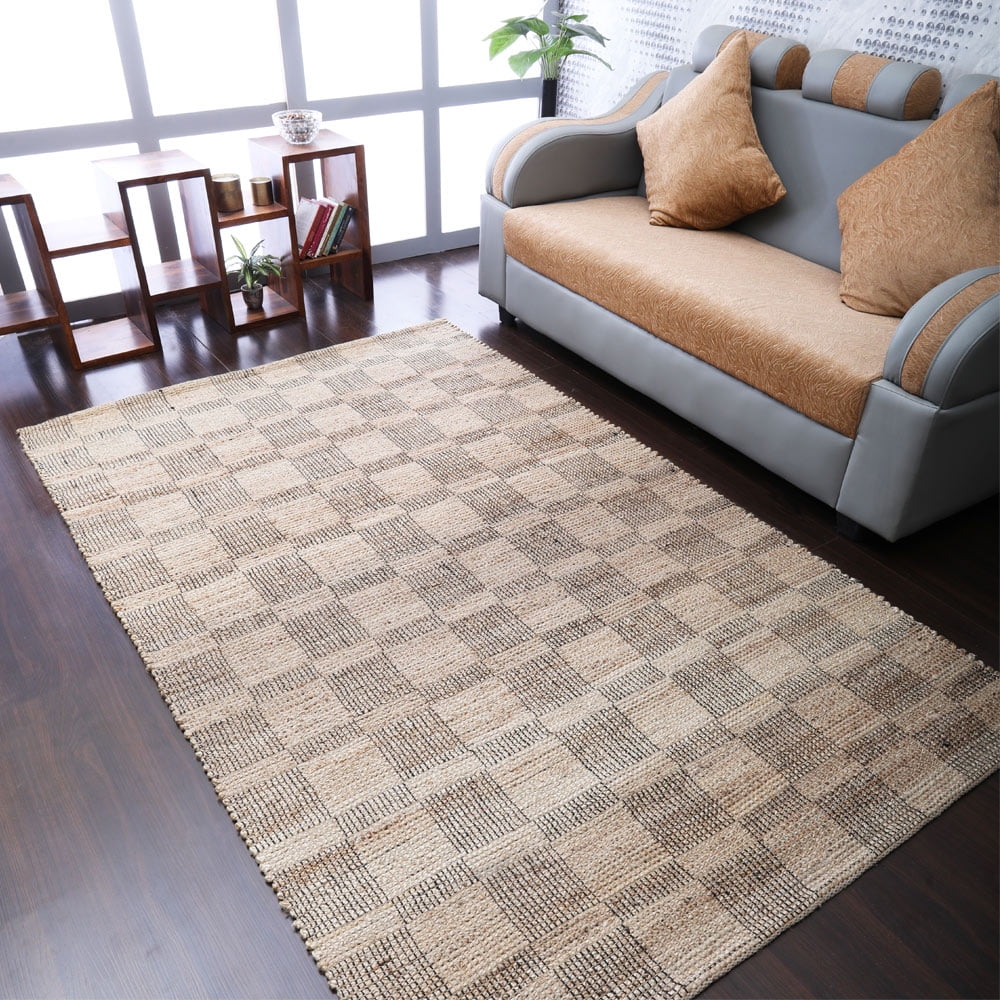 Handwoven Wool Area Rug- Natural Yarn- Contemporary Farmhouse