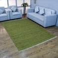 thumbnail image 1 of Rugsotic Carpets Hand Woven Flat Weave Kilim Cotton & Polyester Eco-Friendly Area Rugs - 4'X6', Rectangle, Green, Plain Solid Design, Low Pile Handmade Area Rugs For Living Room, Bed Room (Dcp111), 1 of 9