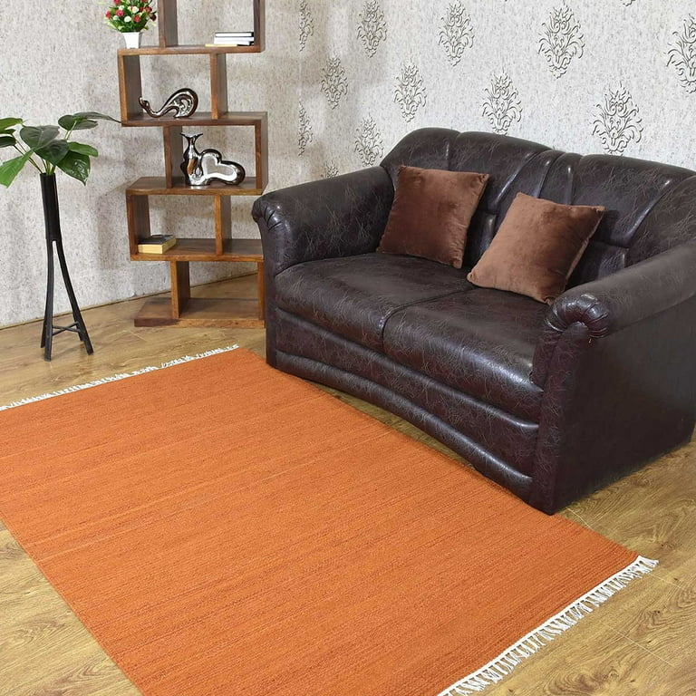 Burnt orange throw rug sale