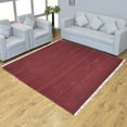 thumbnail image 1 of Rugsotic Carpets Eco-Friendly Woven Hand Woven Kilim Flat Weave Dark Red Solid Area Rug, 10'x10' Square, Antimicrobial, 1 of 9