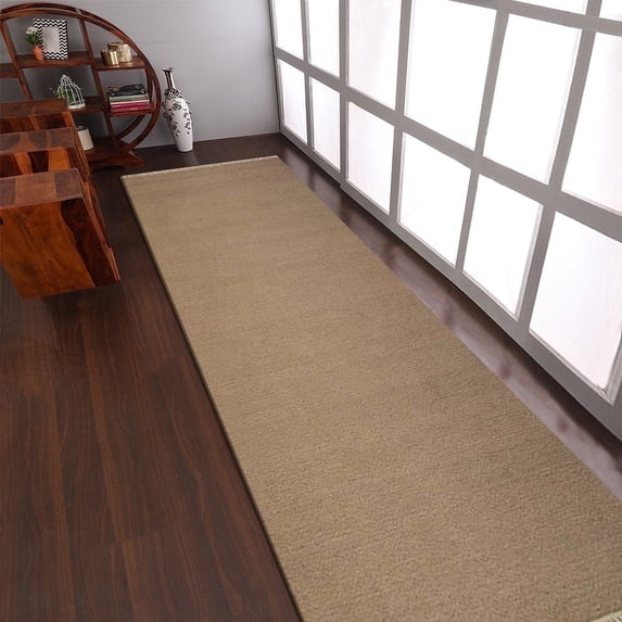 Rugsotic Carpets Eco-Friendly Woven Hand Woven Kilim Flat Weave Cream Solid Area Rug, 2'6''x10' Runner, Antimicrobial
