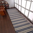 thumbnail image 1 of Rugsotic Carpets Eco-Friendly Woven Hand Woven Kilim Flat Weave Aqua Cream Contemporary Area Rug, 2'6''x12' Runner, Antimicrobial, 1 of 5