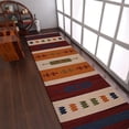 thumbnail image 1 of Rugsotic Carpets Eco-Friendly Woven Hand Woven Kilim Flat Weave Multicolor Contemporary Area Rug, 2'6''x12' Runner, Antimicrobial, 1 of 5