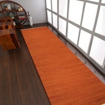 Rugsotic Carpets Handmade Rugs Hand Woven Kilim Runner 2'6''x6' Dark Orange Wool for Indoor Use