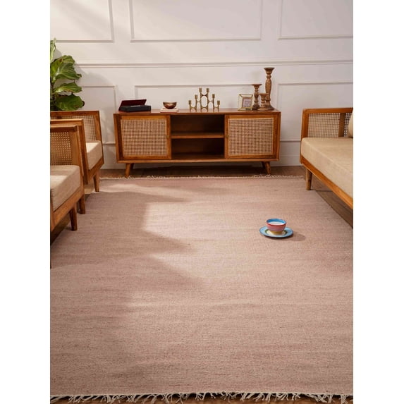 Rugsotic Carpets Eco-Friendly Woven Hand Woven Kilim Flat Weave Light Brown Solid Area Rug, 3'x5' Rectangle, Antimicrobial