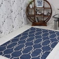 thumbnail image 1 of Rugsotic Carpets Eco-Friendly Woven Hand Woven Kilim Flat Weave Blue White Contemporary Area Rug, 4'x6' Rectangle, Antimicrobial, 1 of 10