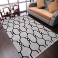 thumbnail image 1 of Rugsotic Carpets Eco-Friendly Woven Hand Woven Kilim Flat Weave White Brown Contemporary Area Rug, 4'x6' Rectangle, Antimicrobial, 1 of 10