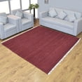 thumbnail image 1 of Rugsotic Carpets Eco-Friendly Woven Hand Woven Kilim Flat Weave Dark Red Solid Area Rug, 8'x8' Square, Antimicrobial, 1 of 9
