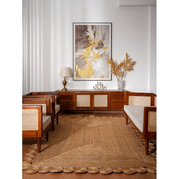 Rugsotic Carpets Hand Woven Jute 3'x5' Area Rug Oriental Beige J00001