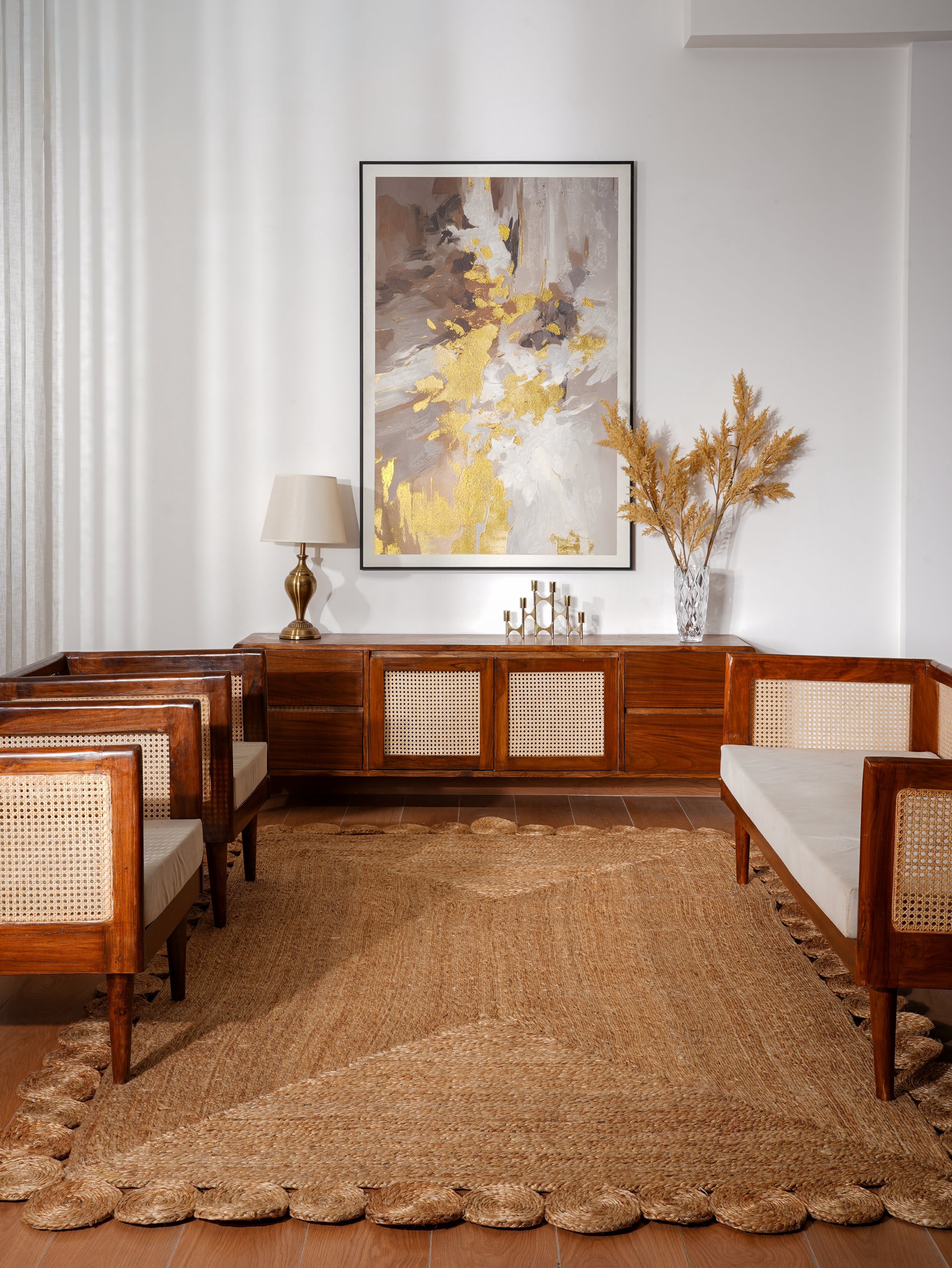 Rugsotic Carpets Hand Woven Jute 5'x8' Area Rug Oriental Beige J00001