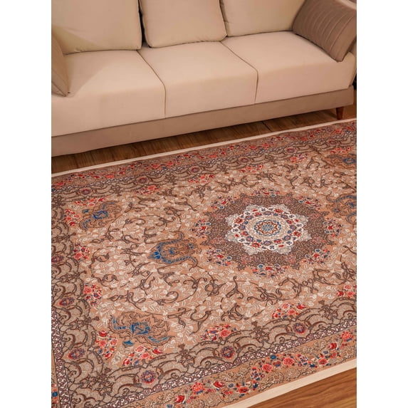 Rugsotic Carpets Hand Woven Printed Cotton & Polyester 5'x8' Area Rug Oriental Multicolor WP0001