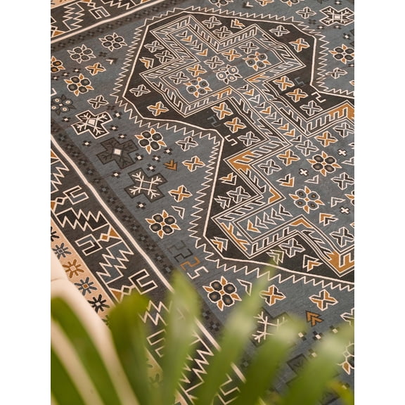 Rugsotic Carpets Hand Woven Printed Cotton & Polyester 5'x8' Area Rug Oriental Multicolor WP0003