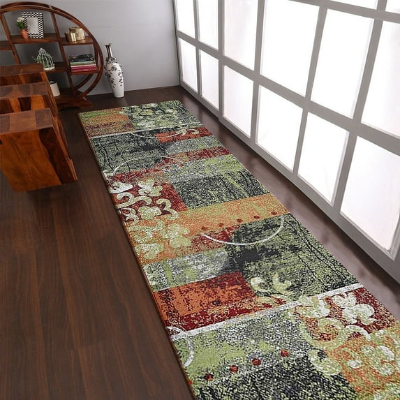 Rugsotic Carpets Machine Made Heatset Polypropylene Area Rugs - 3'2''X10', Runner Shape, Multicolor Color, Contemporary Modern Design, High Pile Machine Made Area Rugs For Living Room (M00043)