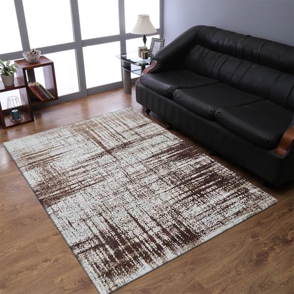 Rugsotic Carpets Machine Made Heatset Polypropylene Area Rugs - 8'X10', Rectangle Shape, Beige Color, Contemporary Modern Design, High Pile Machine Made Area Rugs For Living Room, Bed Room (M00003)