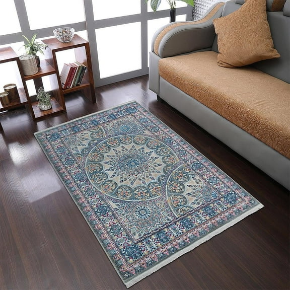 Rugsotic Carpets Machine Woven Crossweave Area Rugs - 1'8''X2'10'', Rectangle,Multicolor,Classic Oriental Traditional , Low Pile Machine Made Area Rugs For Living Room, Bed Room (M00110)