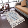 thumbnail image 1 of Rugsotic Carpets Machine Woven Crossweave Area Rugs - 2'X3'10'', Rectangle,Ivory Blue,Classic Oriental Traditional , Low Pile Machine Made Area Rugs For Living Room, Bed Room (M00063), 1 of 6