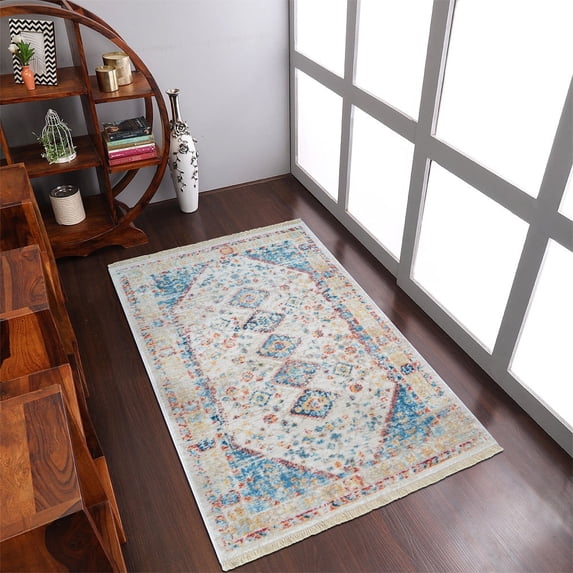 Rugsotic Carpets Machine Woven Crossweave Area Rugs - 6'X9', Rectangle,Multicolor,Classic Oriental Traditional , Low Pile Machine Made Area Rugs For Living Room, Bed Room (M00066)