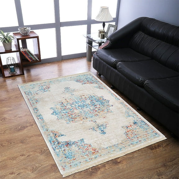 Rugsotic Carpets Machine Woven Crossweave Area Rugs - 6'X9', Rectangle,Multicolor,Classic Oriental Traditional , Low Pile Machine Made Area Rugs For Living Room, Bed Room (M00068)