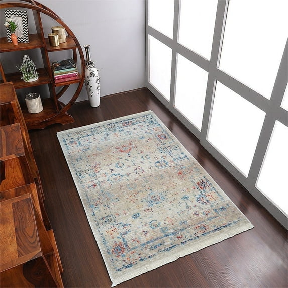 Rugsotic Carpets Machine Woven Crossweave Area Rugs - 8'X10', Rectangle,Multicolor,Classic Oriental Traditional , Low Pile Machine Made Area Rugs For Living Room, Bed Room (M00079)