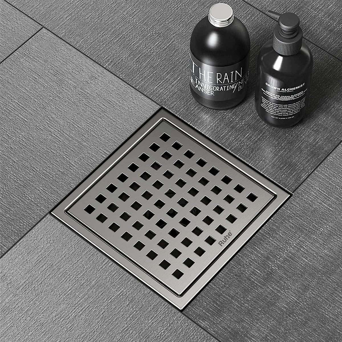 Ruhe Naptune Flat Cut Square Floor Drain 6 Inch Jali for Bathroom and ...