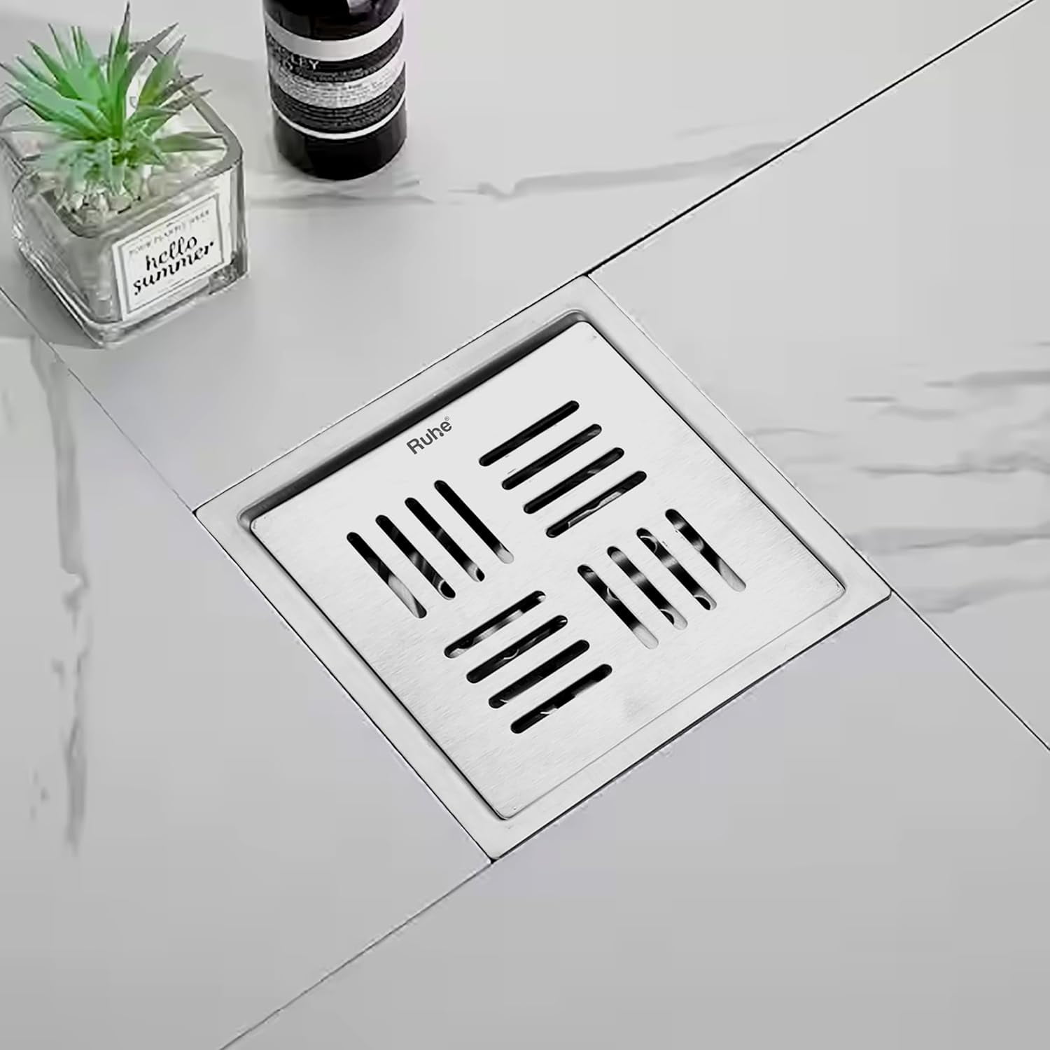 Ruhe Pluto Flat Cut Square Floor Drainer Premium Stainless Steel Floor ...