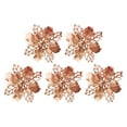 thumbnail image 1 of Ruhiku GW 5 Pcs Christmas Decorations Mesh Artificial Poinsettia Flower with 5 Clips, Xmas Tree Ornaments Wreaths Garland Floral Gift Winter Wedding Holiday Decoration, 1 of 1