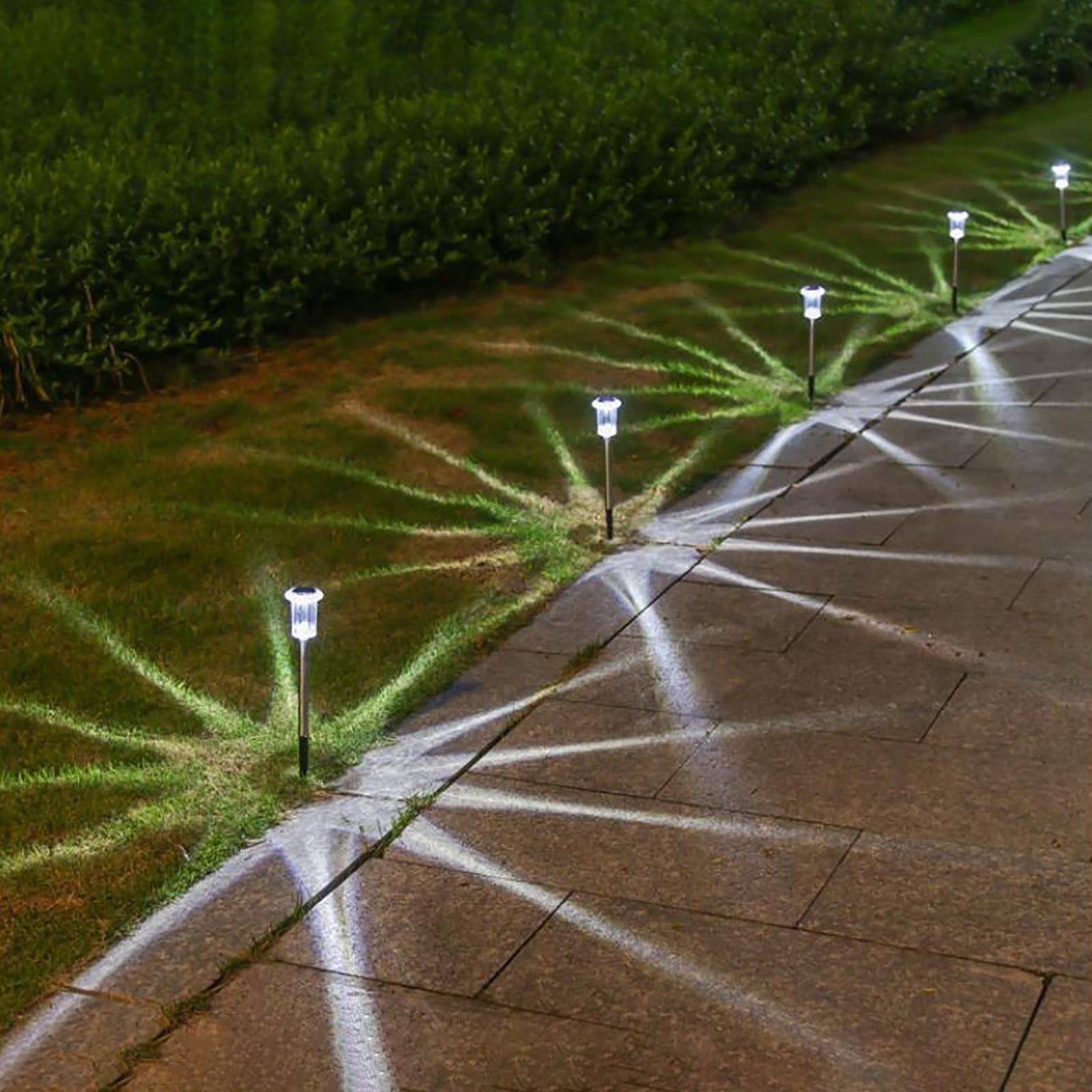 Ensenior 6-Pack Solar Lights Outdoor, Auto ON/Off 6500K LED Solar Garden Lights For Pathway Yard Patio Walkway Flower Bed Waterproof Energy Efficient Landscape Lighting Adjustable Height - View #5