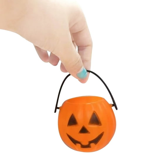 Ruhiku GW 6 Pcs Mini Halloween Portable Pumpkin Bucket, 2.5 Inches Small Halloween Pumpkin Candy Buckets Children Trick or Treat Bags for Halloween Party Favor