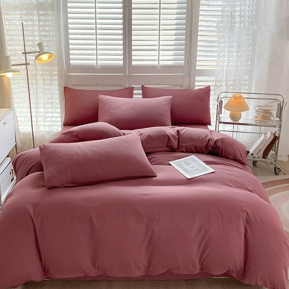 Ruhiku GW 98% Cotton 4-Piece Bedding Set - Queen Size All Seasons Soft Bedding Lightweight Breathable Comfy Farmhouse Neutral Bedding Set