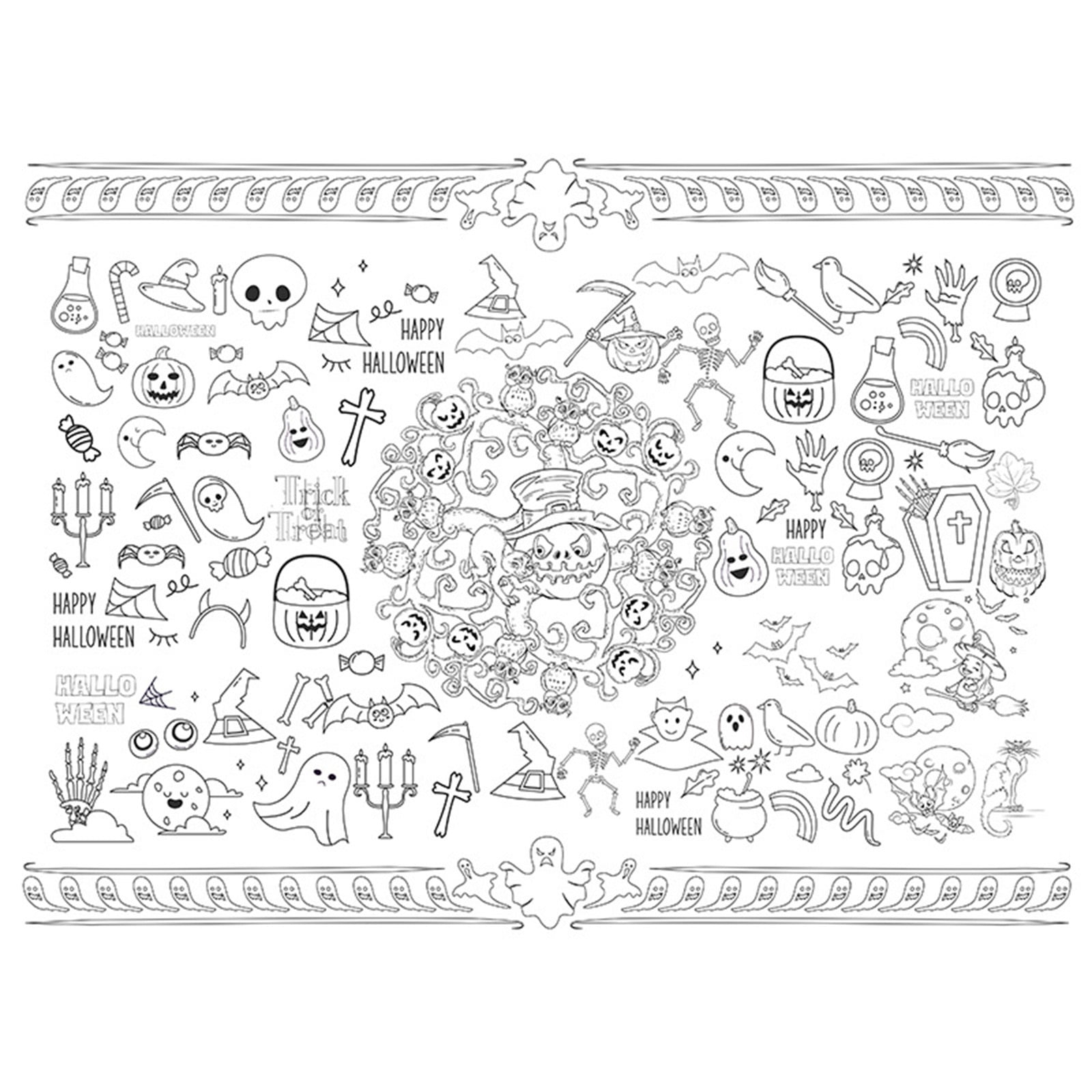 Ruhiku GW Halloween Coloring Tablecloth Washable and Re-Colorable ...