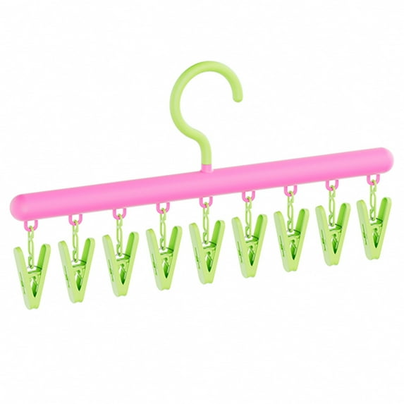 Hanger Drying Rack with 9 Clips for Drying Socks, Bras, Towel, Underwear, Scarf, Hat, Apply for Home Outdoor Travel Portable
