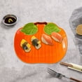 Ruhiku GW Orange Ceramic Pumpkin Shaped Plate Salad Plates Dessert