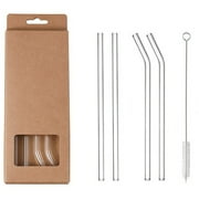 Ruhiku GW Glass Straws, Reusable Glass Straws Set, Drinking Straws with Cleaning Brush, Transparent Glass Straws Perfect for Smoothies, Cocktails