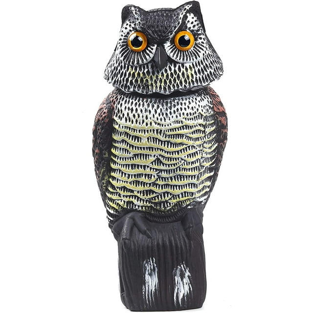 RuiCredibility Owl Decoys to Scare Birds Away with Rotating Head
