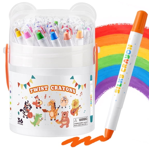 RuiHawk Twist Crayons for Toddlers & Kids, 36 Colors Ultra-Silky Smooth & Easy-Grip Crayons, Non-Toxic Washable Art Supplies, Ultimate Art Gift Kit for Kids Ages 2-4, 3-6